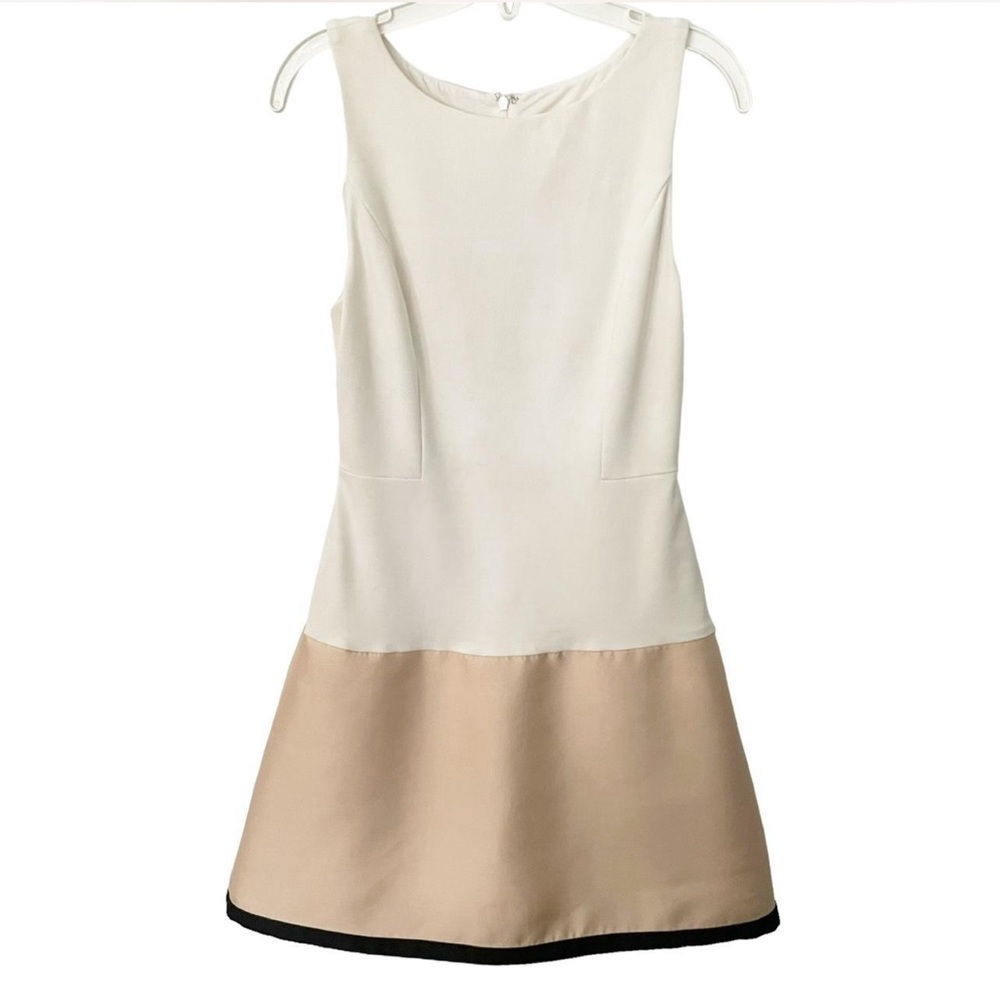 Anthropologie Maeve Gold Dipped Mini Dress Size 10 Fit & Flare Metallic Cocktail